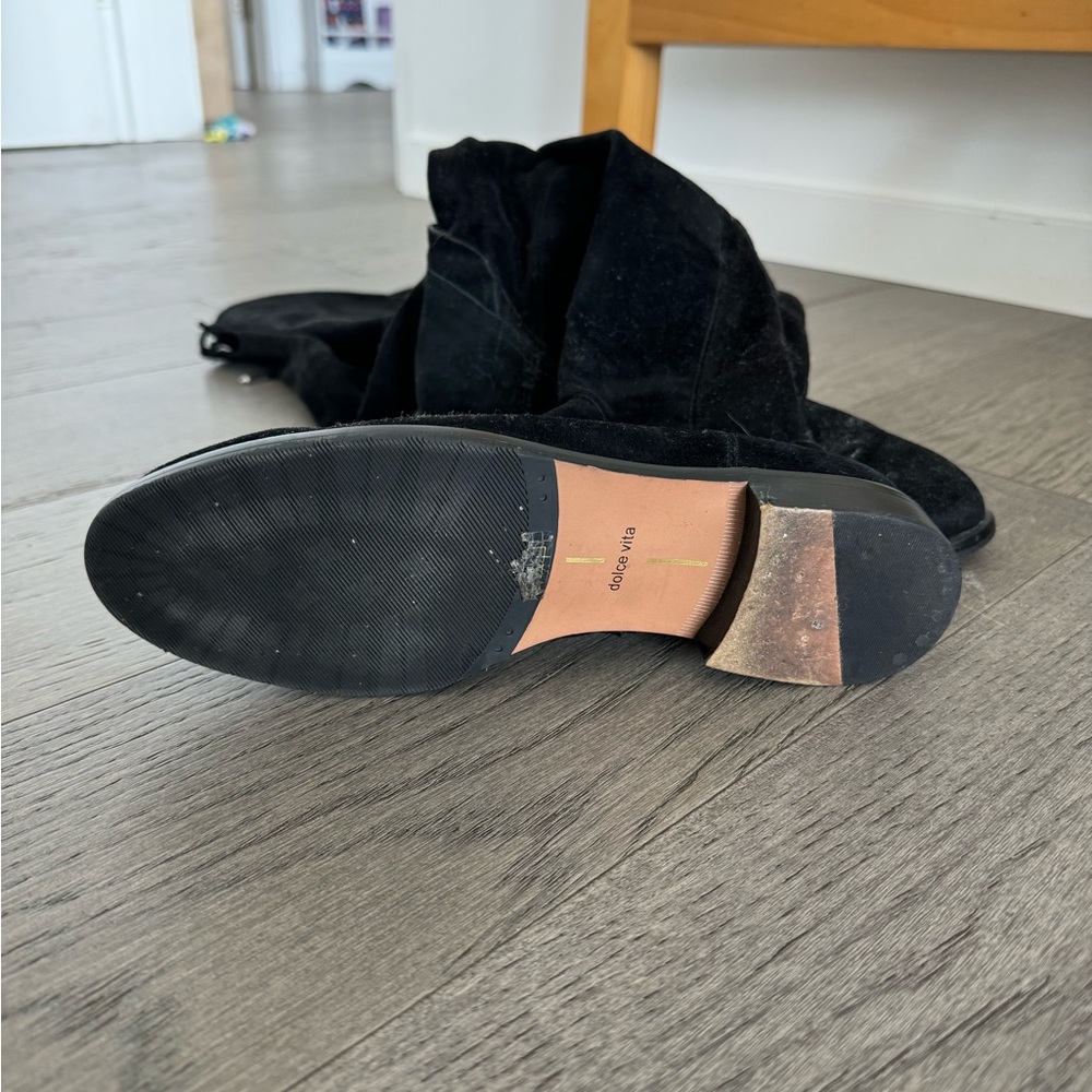 Over the knee flat suede boots